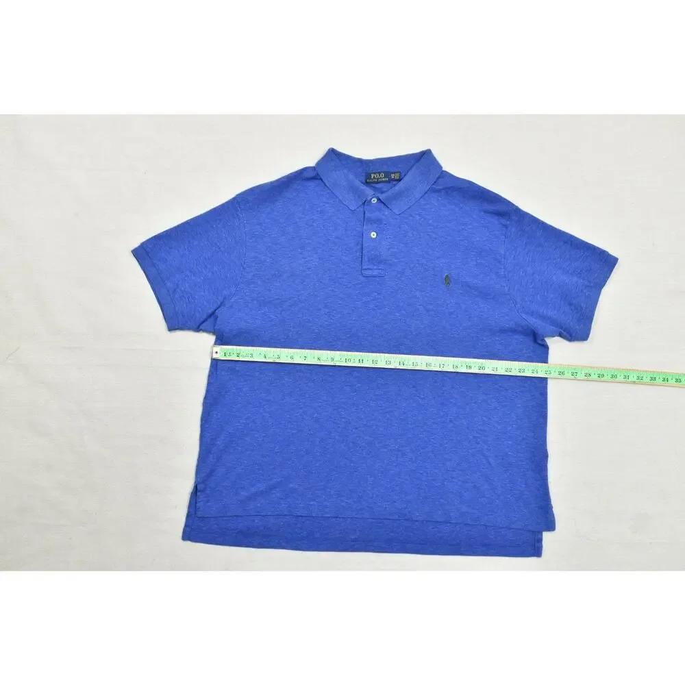 Polo Ralph Lauren Shirt Men 2XB Blue Heather Short Sleeve Cotton Big & Tall Pony